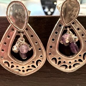 Silpada Silver and Purple Teardrop Earrings